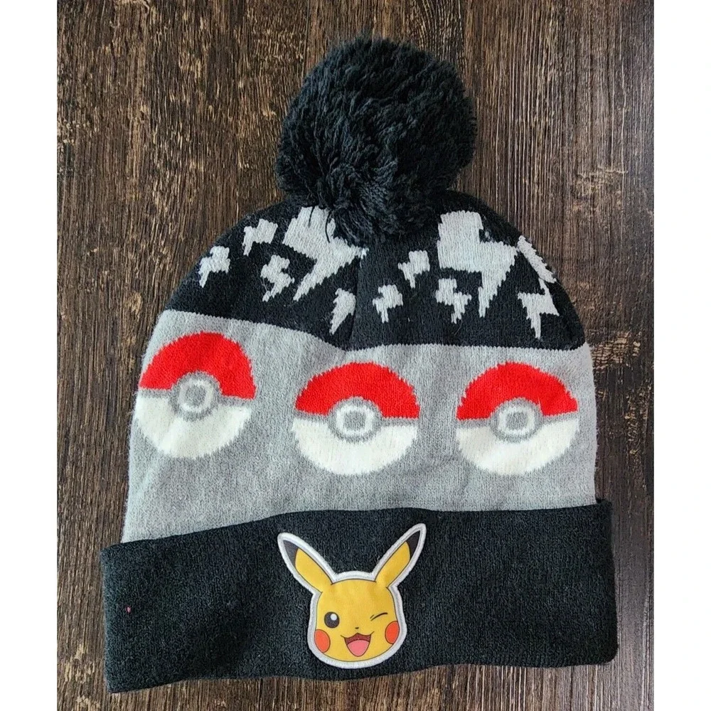Pokémon Pikachu Beanie Winter Pom Pom Hat Youth L/XL